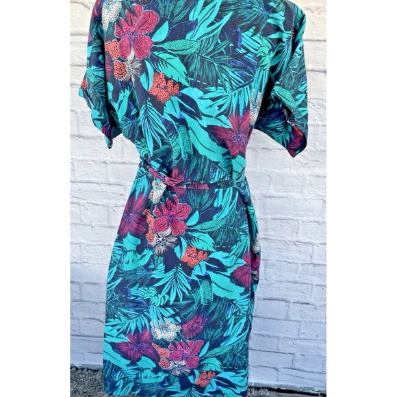 LOFT Petites Women's Dress Size Small Flowers 60% Linen Tropical Summer Pockets - Picture 4 of 15